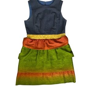 PRELOVED Sustainable Woman’s Brand Sleeveless Colorblock Midi Dress Large